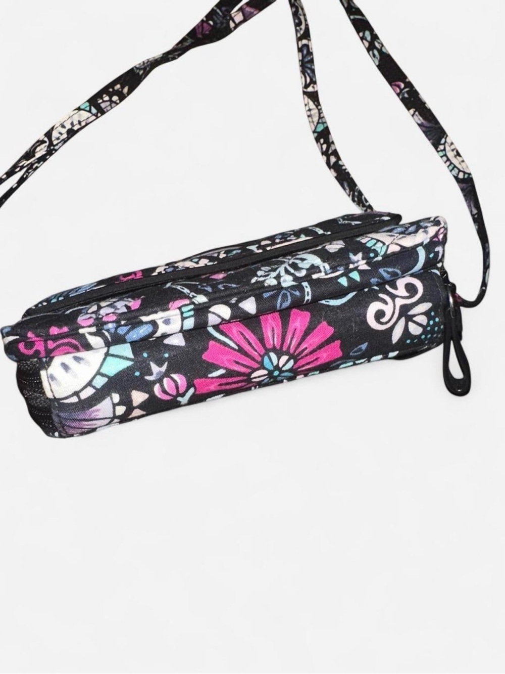 Vera Bradley Black Floral Quilted Crossbody Wallet - Picture 5 of 6